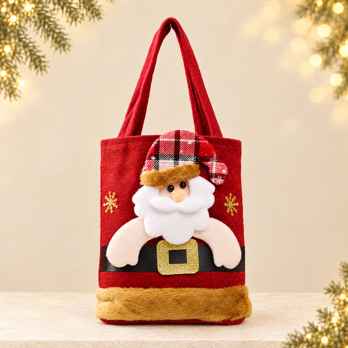 Christmas gift bag — ivory Christmas product photograph