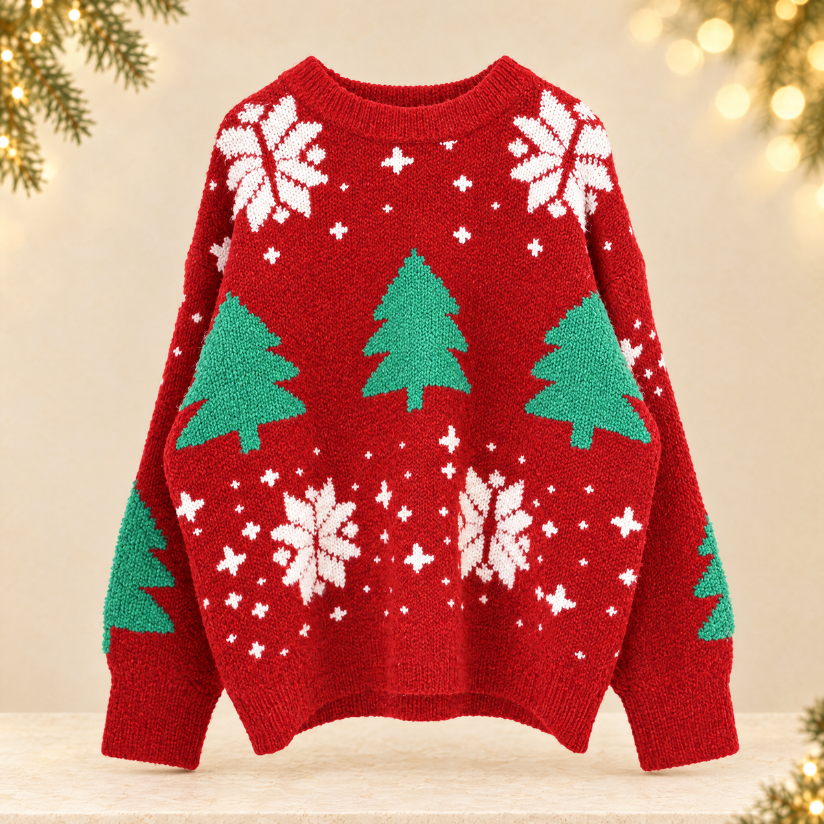Thickened Christmas Womens Sweater — ivory Christmas product photograph