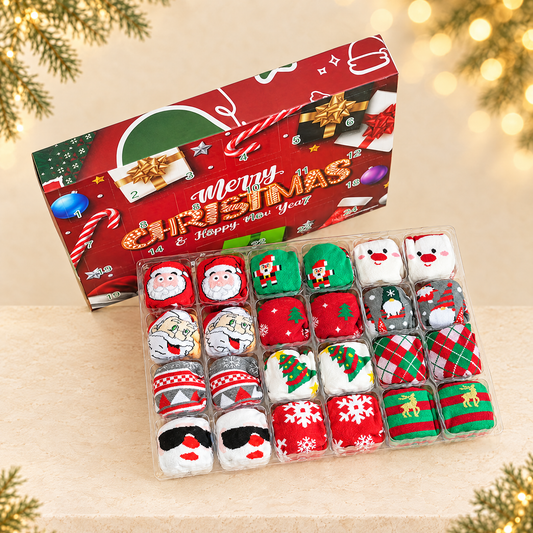 Christmas Socks Gift Set – 12-Piece Box or Advent Calendar — ivory Christmas product photograph
