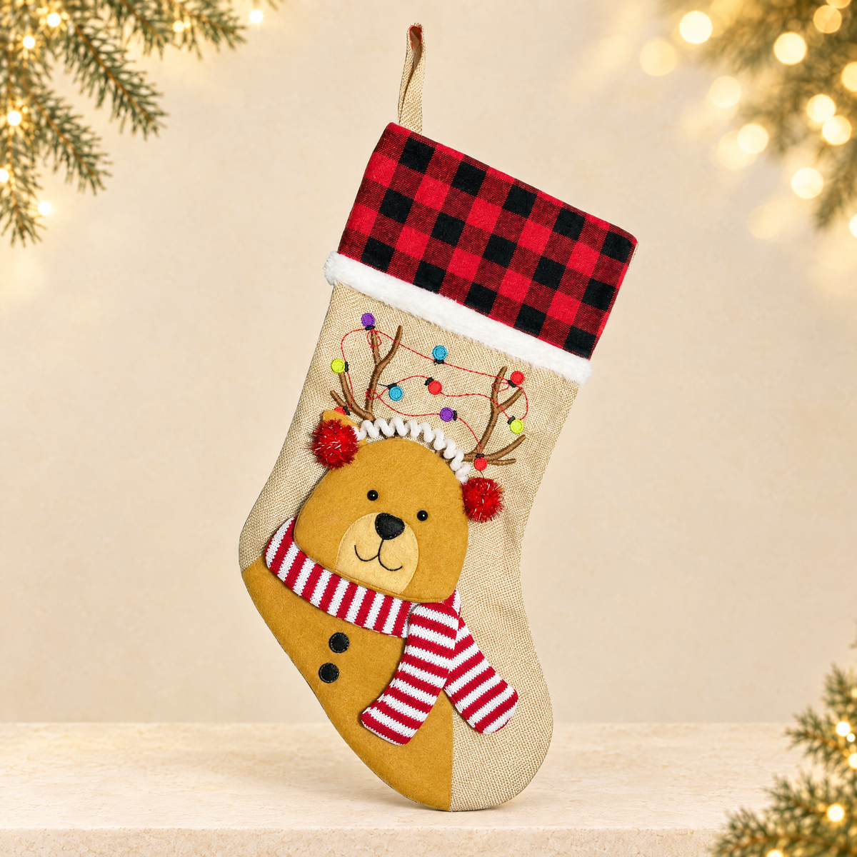 Christmas stocking — ivory Christmas product photograph