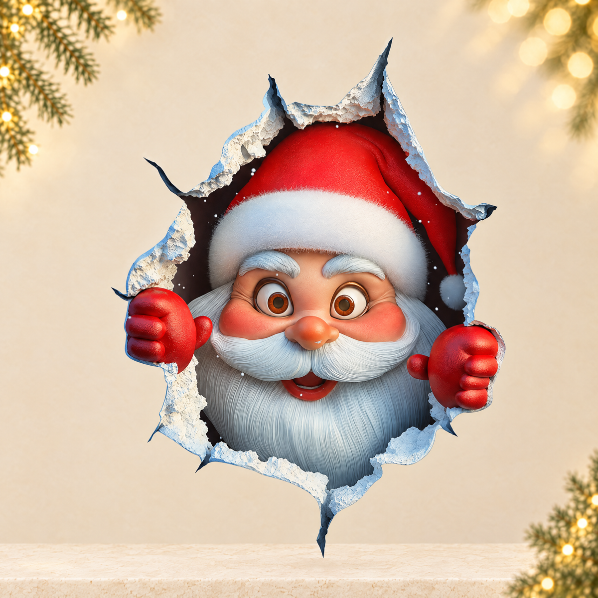 Christmas Santa Claus Wall Decal with Broken Wall Effect — ivory Christmas product photograph