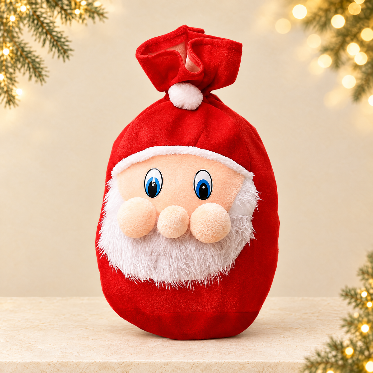 Gold Velvet Santa Claus Christmas Gift Bag — ivory Christmas product photograph