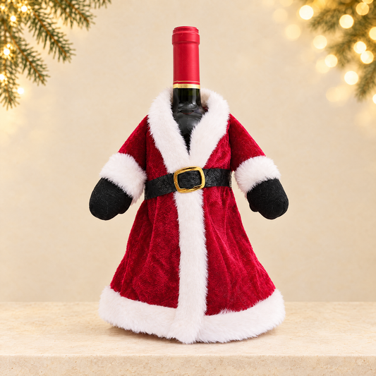 Christmas Wine Bottle Decoration Covers — ivory Christmas product photograph