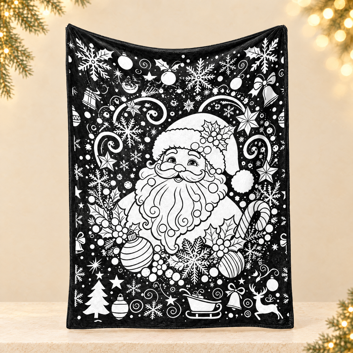 Christmas DIY Coloring Flannel Blanket — ivory Christmas product photograph