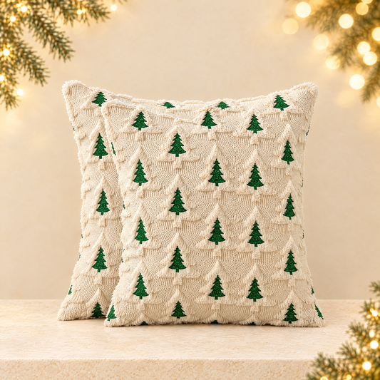 Christmas Themed Retro Cushion Cover — ivory Christmas product photograph