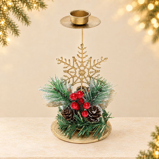 Decorative Iron Christmas Candle Holders (Snowflake/Star/Elk Design) — ivory Christmas product photograph