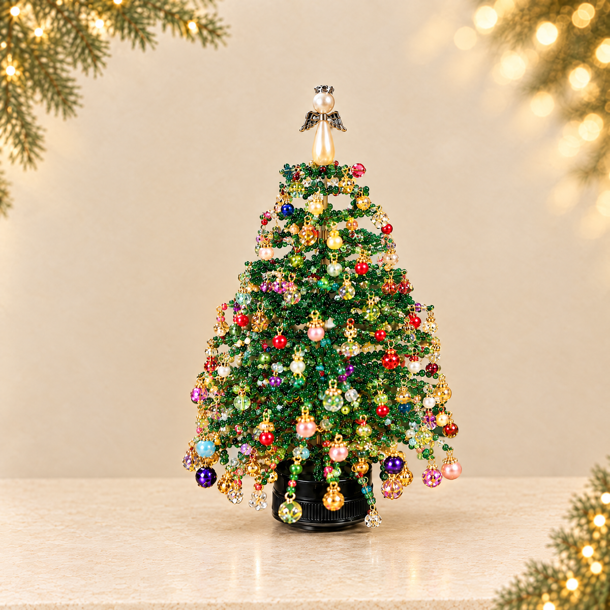 DIY Beaded Christmas Tree Kit — ivory Christmas product photograph