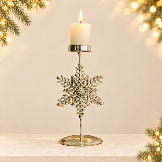 Retro Iron Christmas Candlestick Decorations — ivory Christmas product photograph