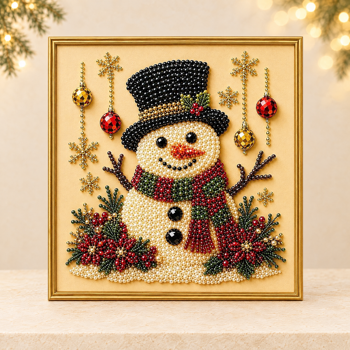 DIY Christmas Pearl Diamond Painting Art Kit — ivory Christmas product photograph