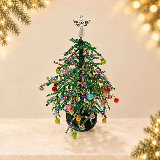 DIY Beaded Christmas Tree Kit with Lights — ivory Christmas product photograph