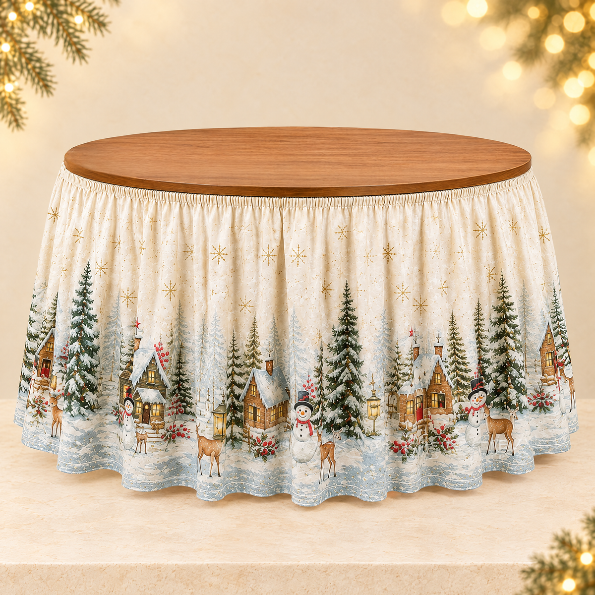 Christmas table skirt — ivory Christmas product photograph