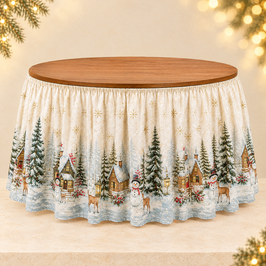 Christmas table skirt — ivory Christmas product photograph