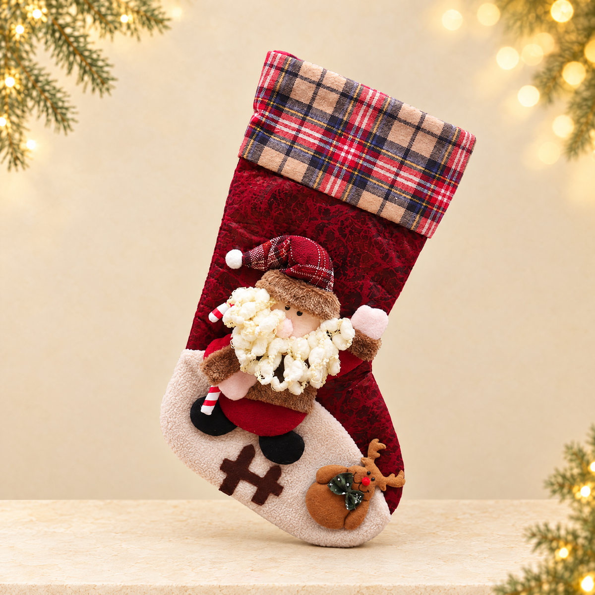 Christmas decoration socks — ivory Christmas product photograph