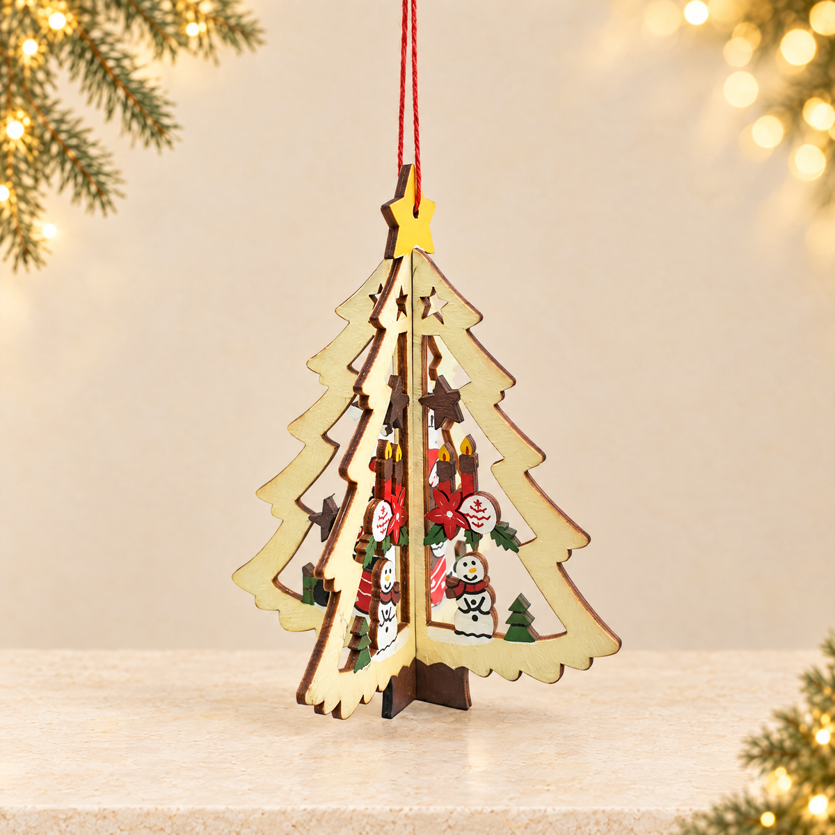 Christmas wooden decorations — ivory Christmas product photograph