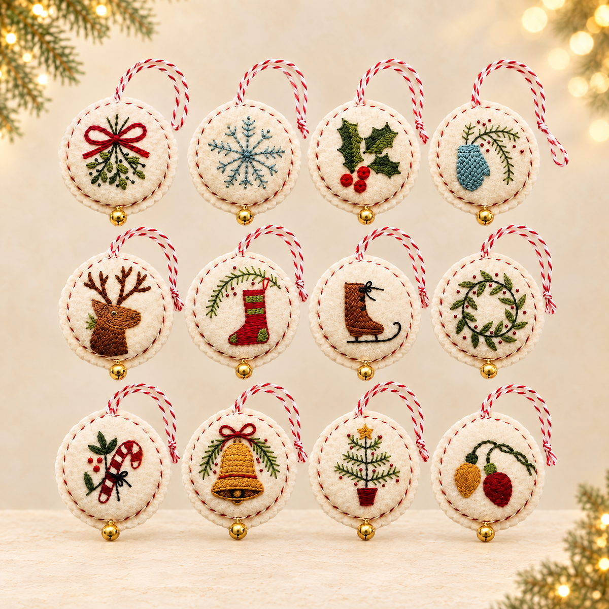 DIY Felt Christmas Ornament Craft Kit — ivory Christmas product photograph
