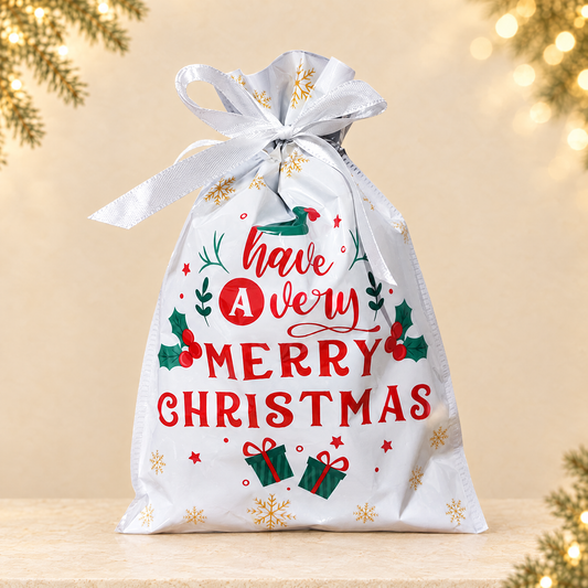 Christmas gift bag — ivory Christmas product photograph