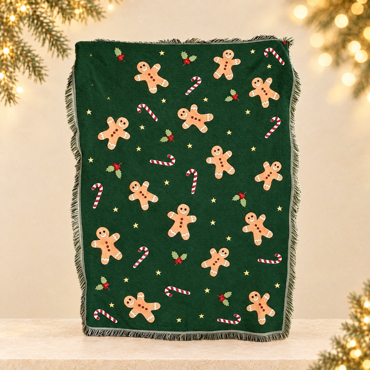 Christmas Themed Decorative Tapestry Blanket — ivory Christmas product photograph