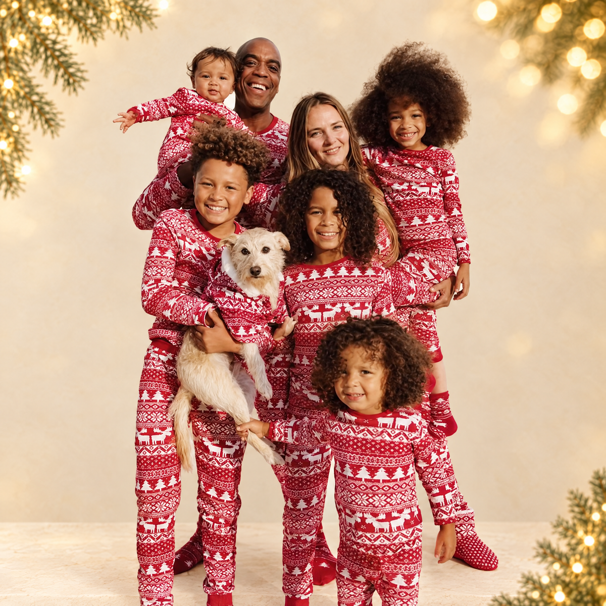 Christmas Printed Children's Family Clothing Set — ivory Christmas product photograph