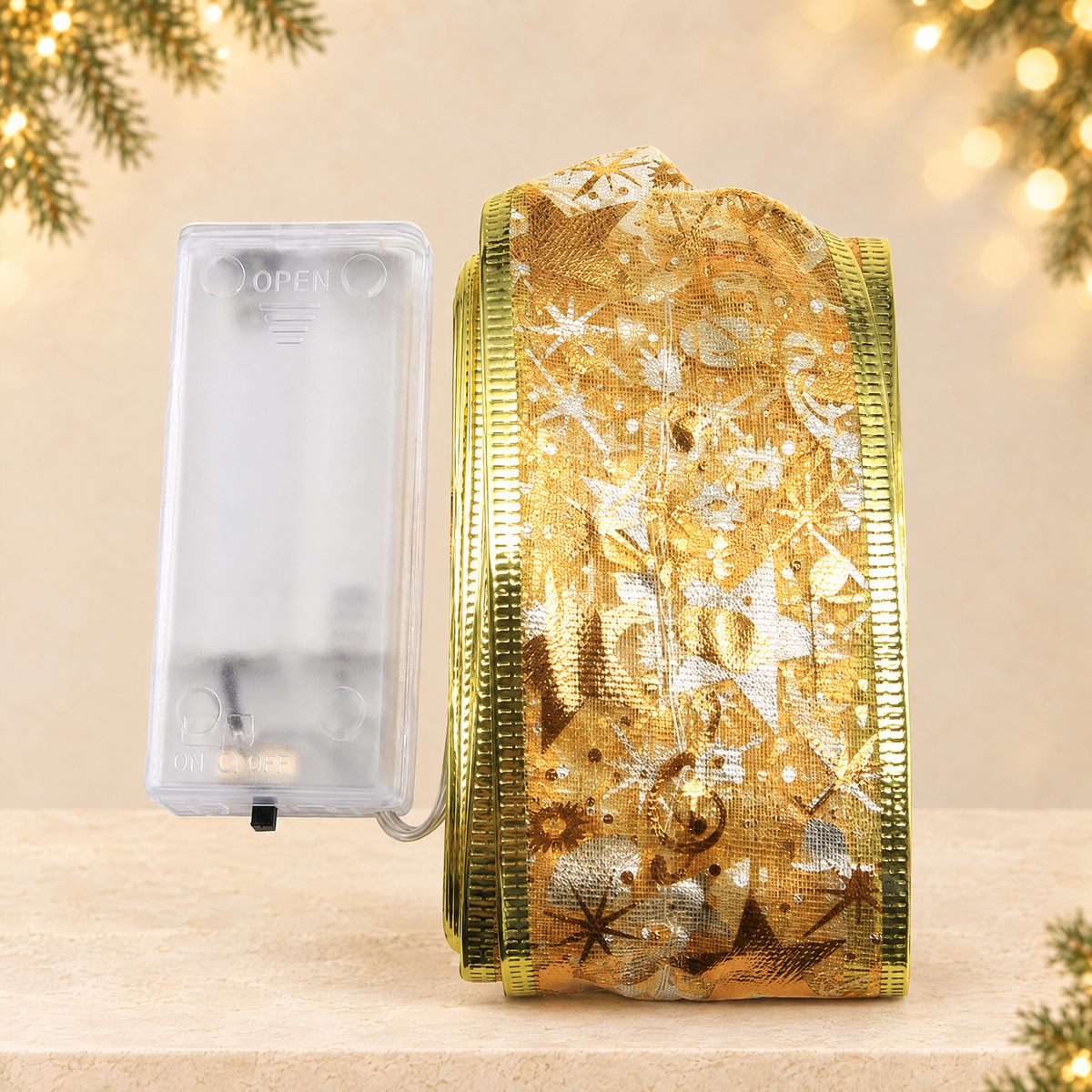 Christmas decoration ribbons — ivory Christmas product photograph