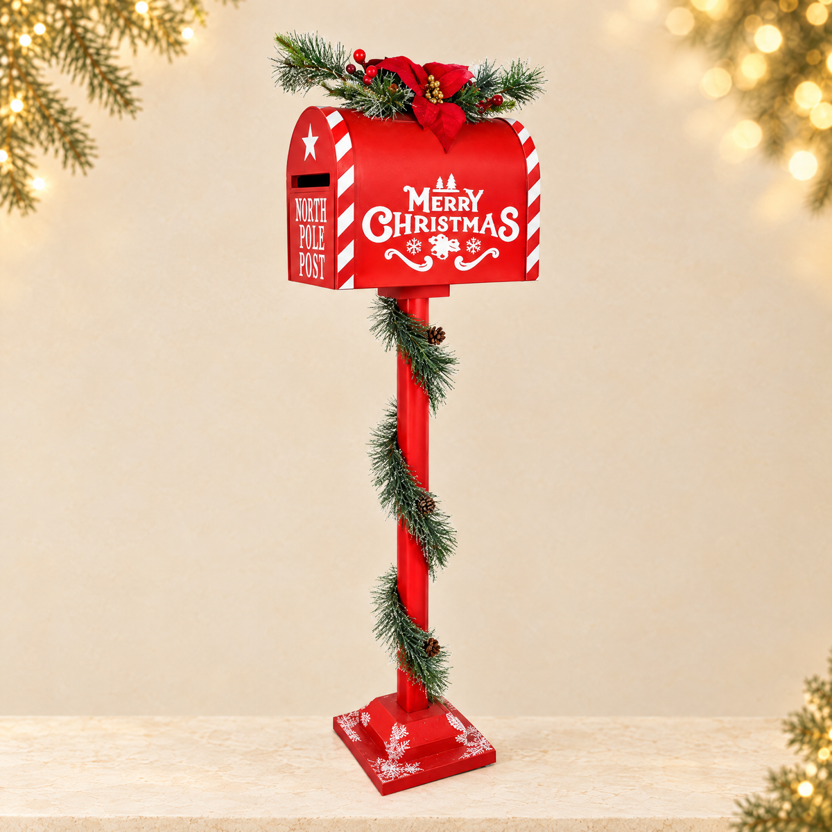 Wooden Christmas Mailbox Decoration — ivory Christmas product photograph