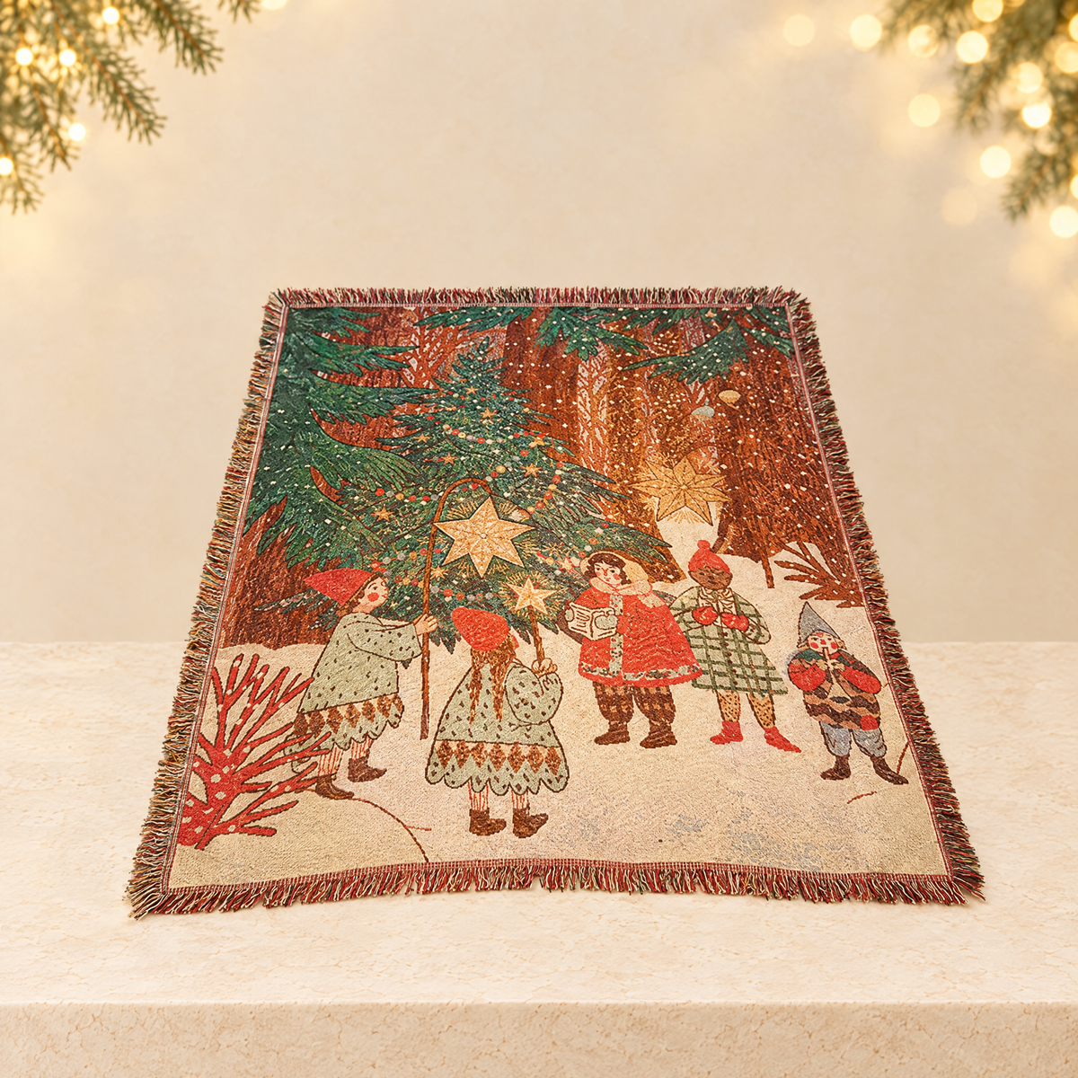Christmas Line Blanket — ivory Christmas product photograph