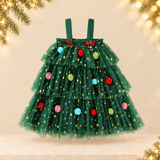 Christmas lace netted dress — ivory Christmas product photograph