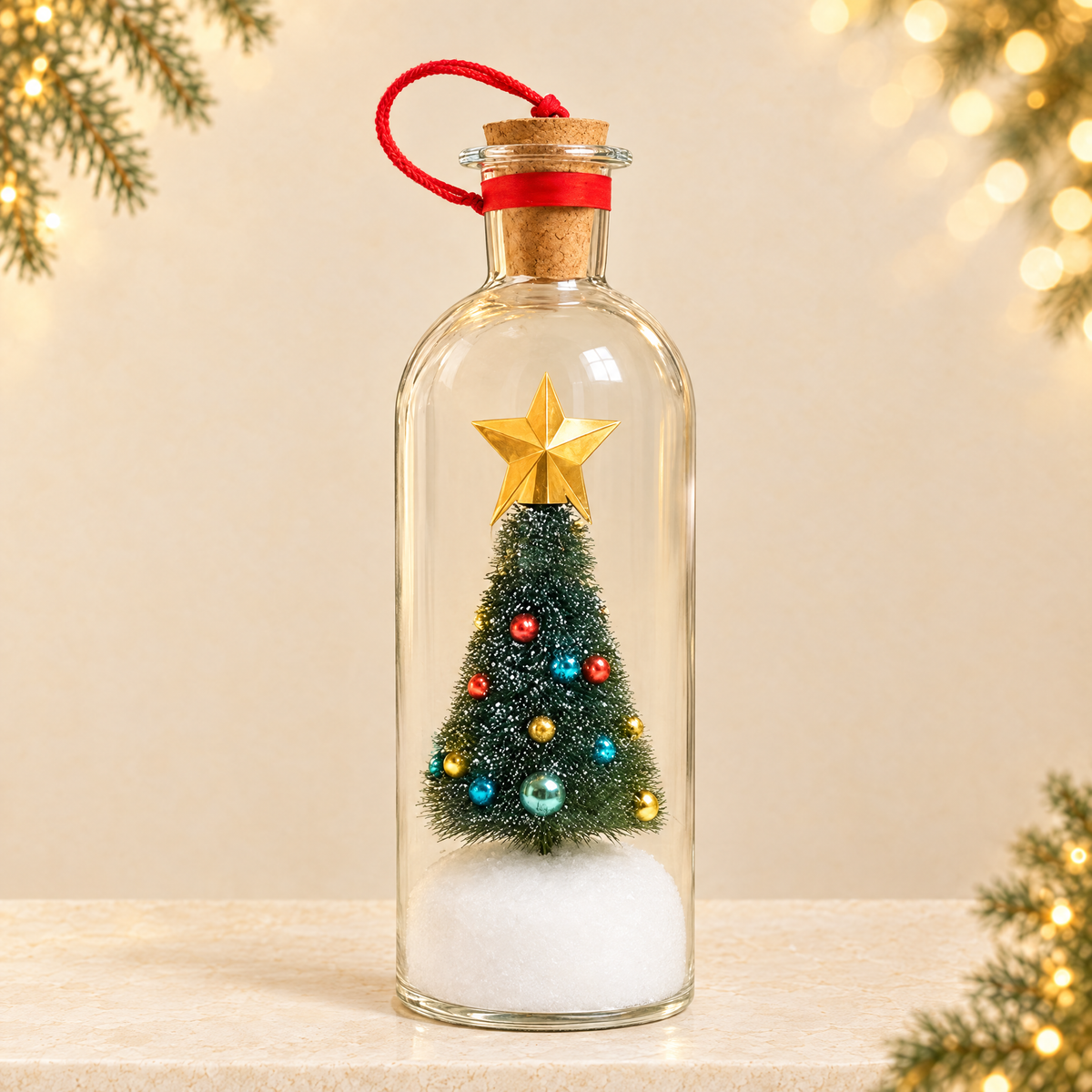 Christmas Message Bottle Ornament — ivory Christmas product photograph