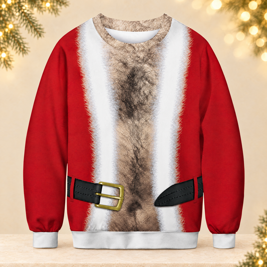 3D Digital Printing Christmas Round Neck Long Sleeve Sweatshirt — ivory Christmas product photograph