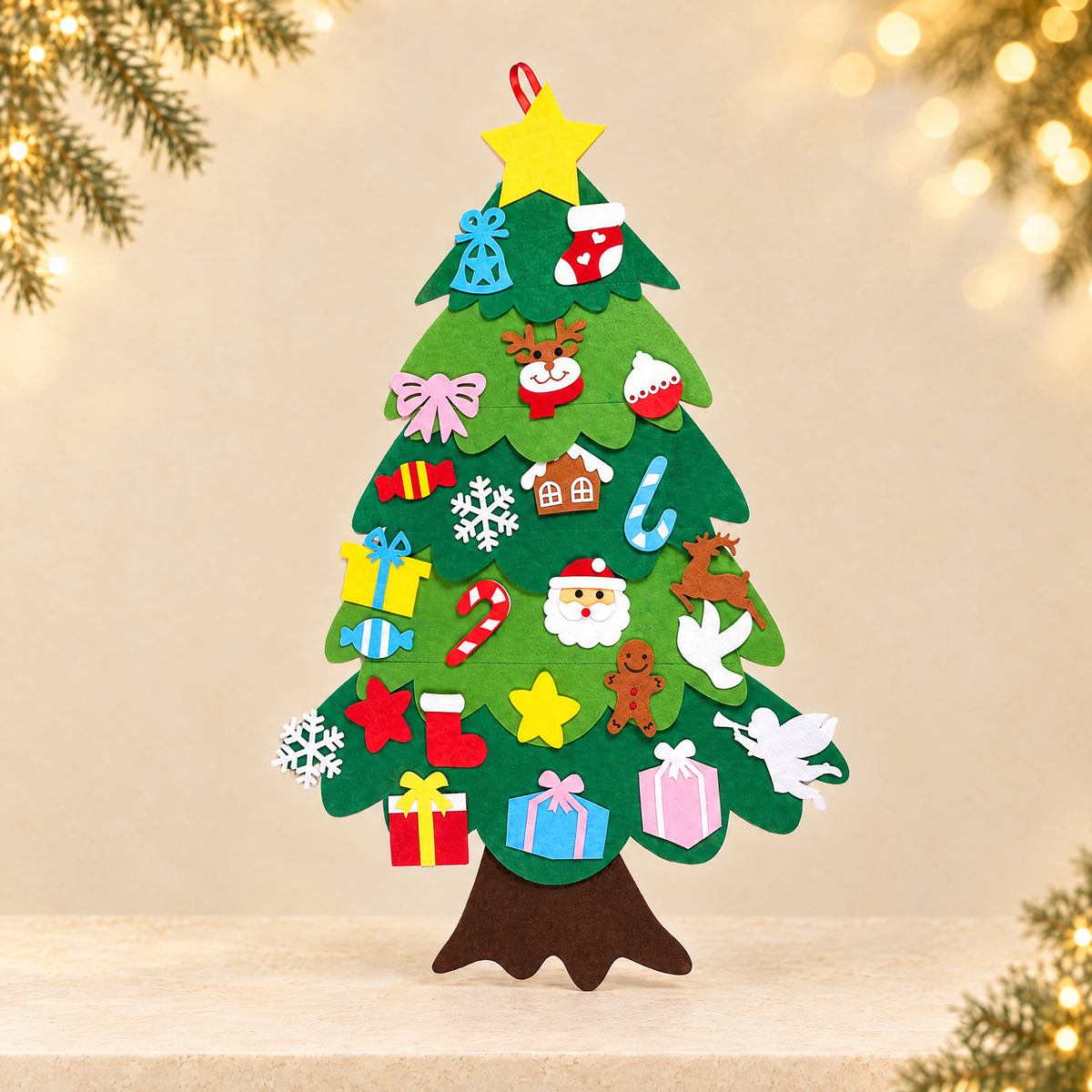 DIY Felt Christmas Tree with Ornaments — ivory Christmas product photograph