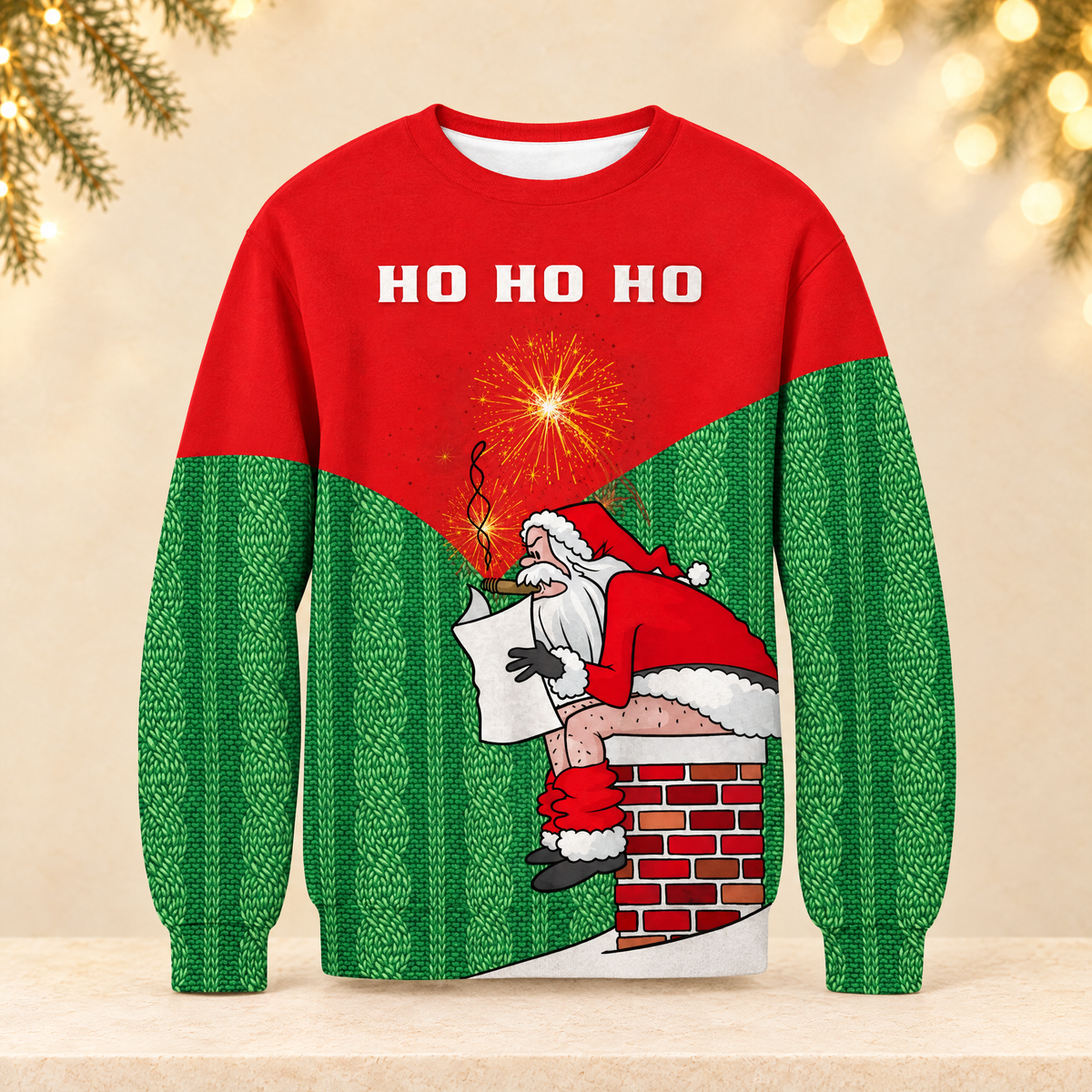 New Ugly Christmas Crew-Neck Sweatshirt — ivory Christmas product photograph