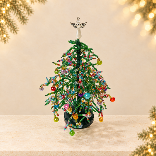 DIY Beaded Christmas Tree Craft Kit — ivory Christmas product photograph