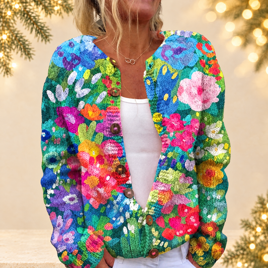 Christmas sweater vintage round neck cardigan — ivory Christmas product photograph