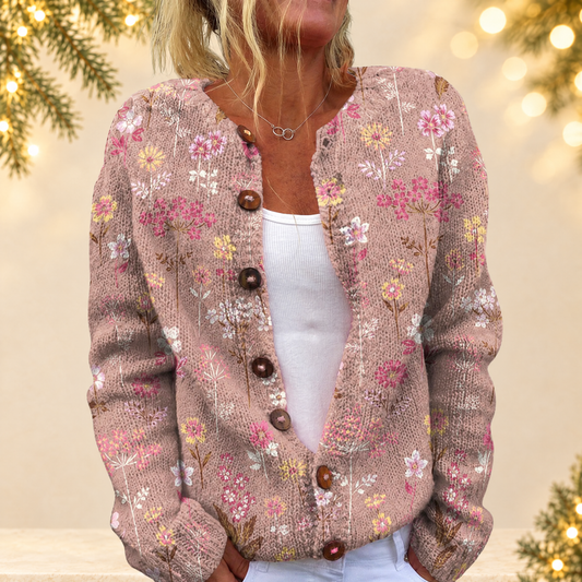 Christmas sweater vintage round-neck cardigan — ivory Christmas product photograph