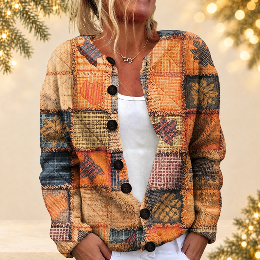 Christmas sweater vintage round-neck cardigan — ivory Christmas product photograph