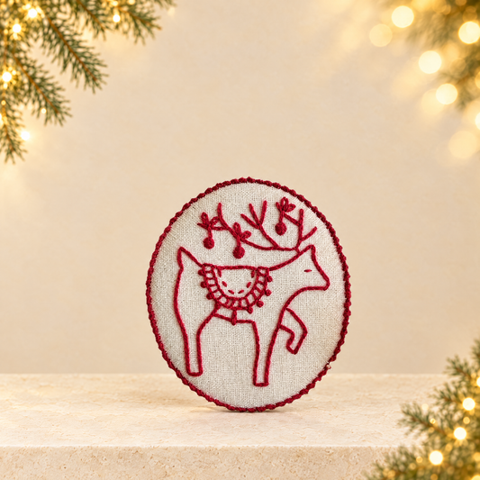 Hand Embroidery Christmas Ornament Set — ivory Christmas product photograph