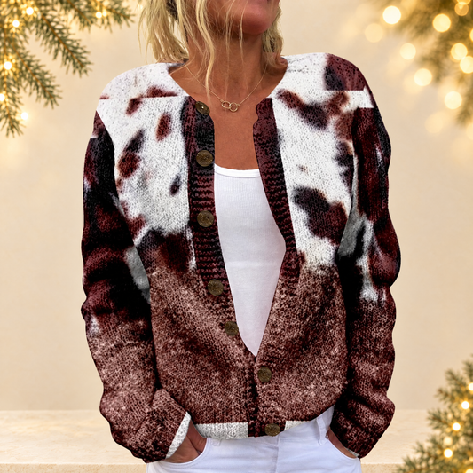 Christmas sweater vintage round-neck cardigan — ivory Christmas product photograph
