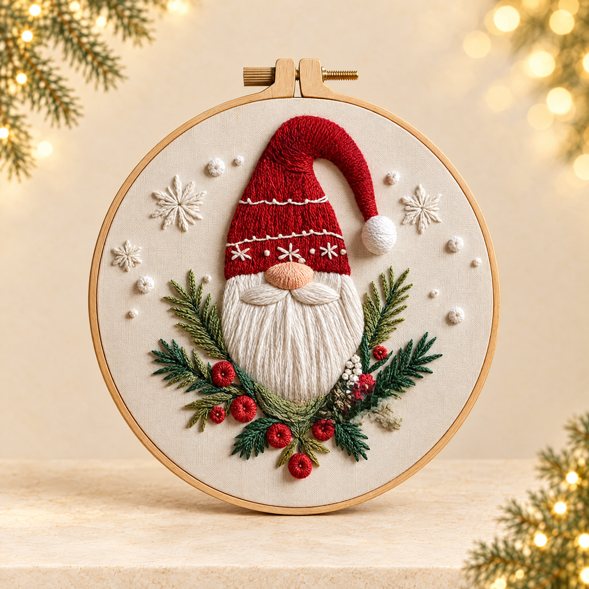 Christmas Embroidery DIY Craft Kit — ivory Christmas product photograph