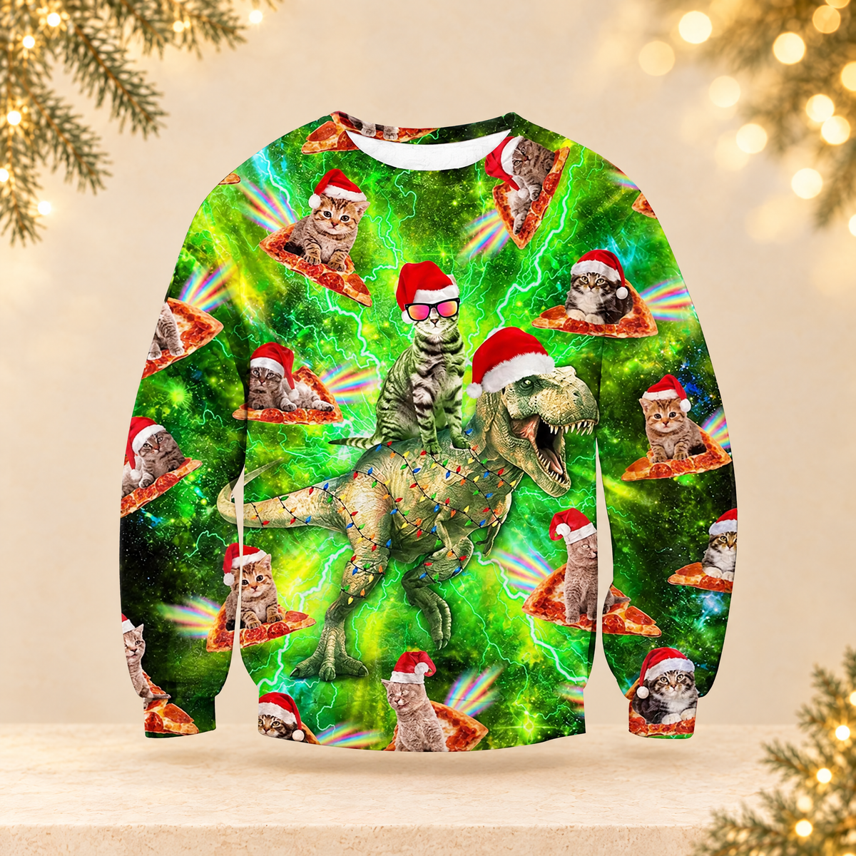 Christmas Animal Print Sweatshirt — ivory Christmas product photograph
