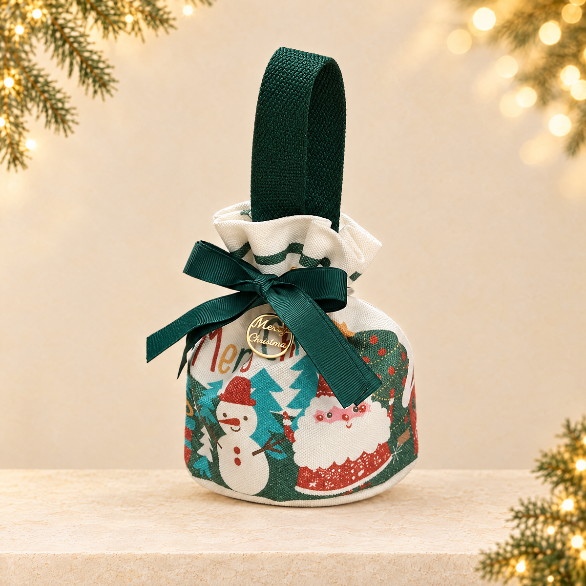 Christmas Themed Gift Bag — ivory Christmas product photograph