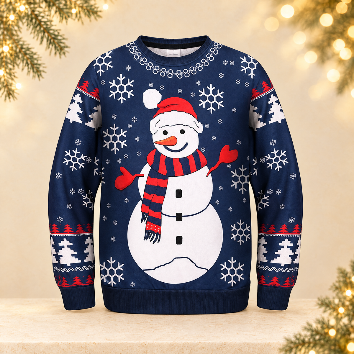 Animal Christmas Print Pullover Sweatshirt — ivory Christmas product photograph