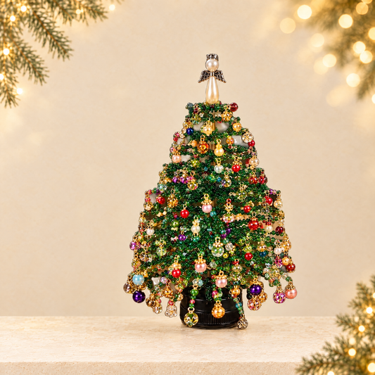 Handmade Beaded Christmas Hat Christmas Tree — ivory Christmas product photograph