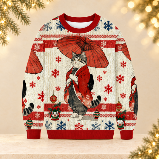 Casual Christmas Print Crew Neck Sweatshirts — ivory Christmas product photograph