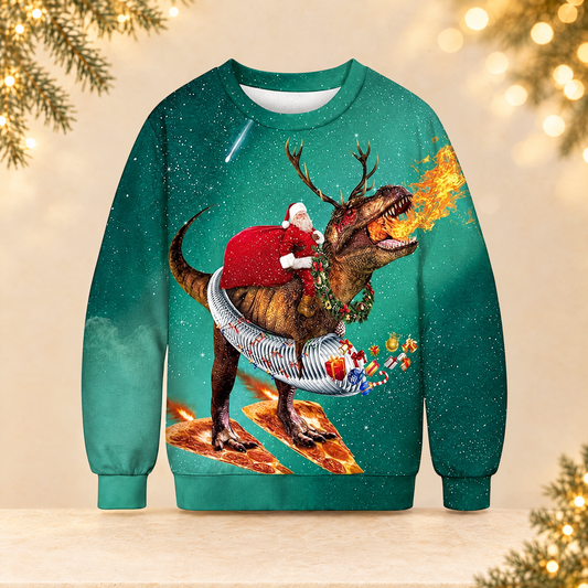 Christmas Printed Round Neck Long Sleeve Sweatshirt — ivory Christmas product photograph