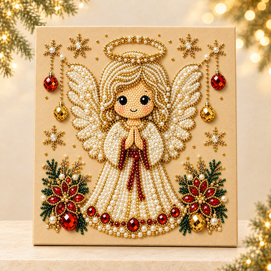 Christmas Angel Bell Diamond Painting DIY Set — ivory Christmas product photograph