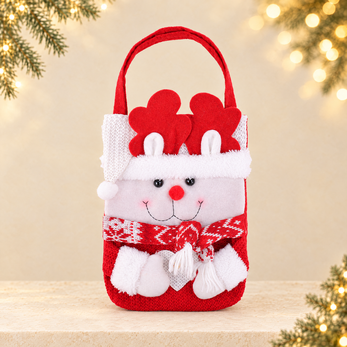 Christmas gift bag — ivory Christmas product photograph