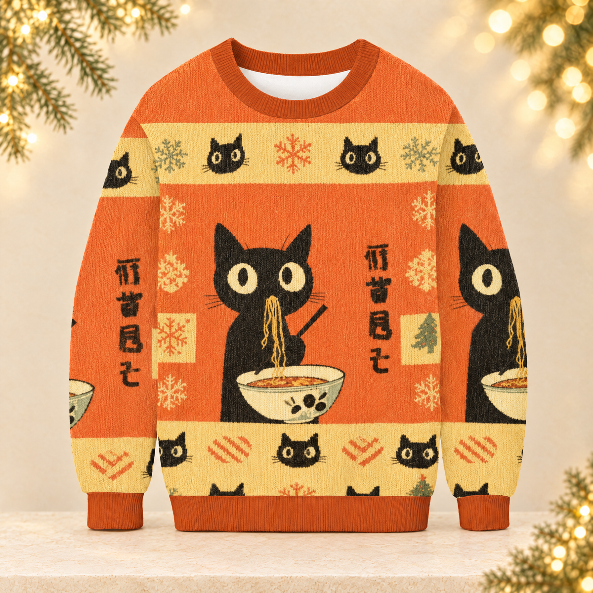 Casual Christmas Print Crew Neck Sweatshirts — ivory Christmas product photograph
