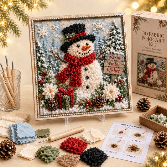 3D Christmas Fabric Poke Art Kit — ivory Christmas product photograph