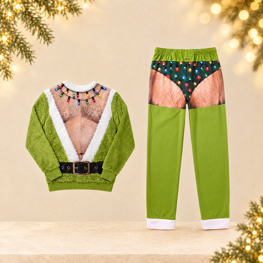 Green Monster Christmas Print Loungewear — ivory Christmas product photograph