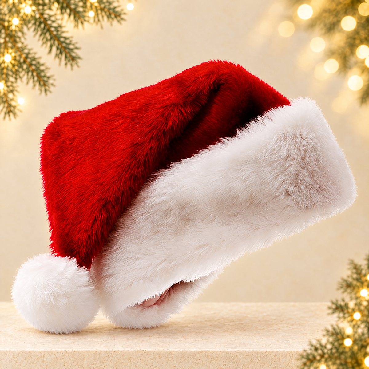Plush Christmas Hat — ivory Christmas product photograph