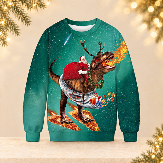 Christmas Printed Round Neck Long Sleeve Sweatshirt — ivory Christmas product photograph